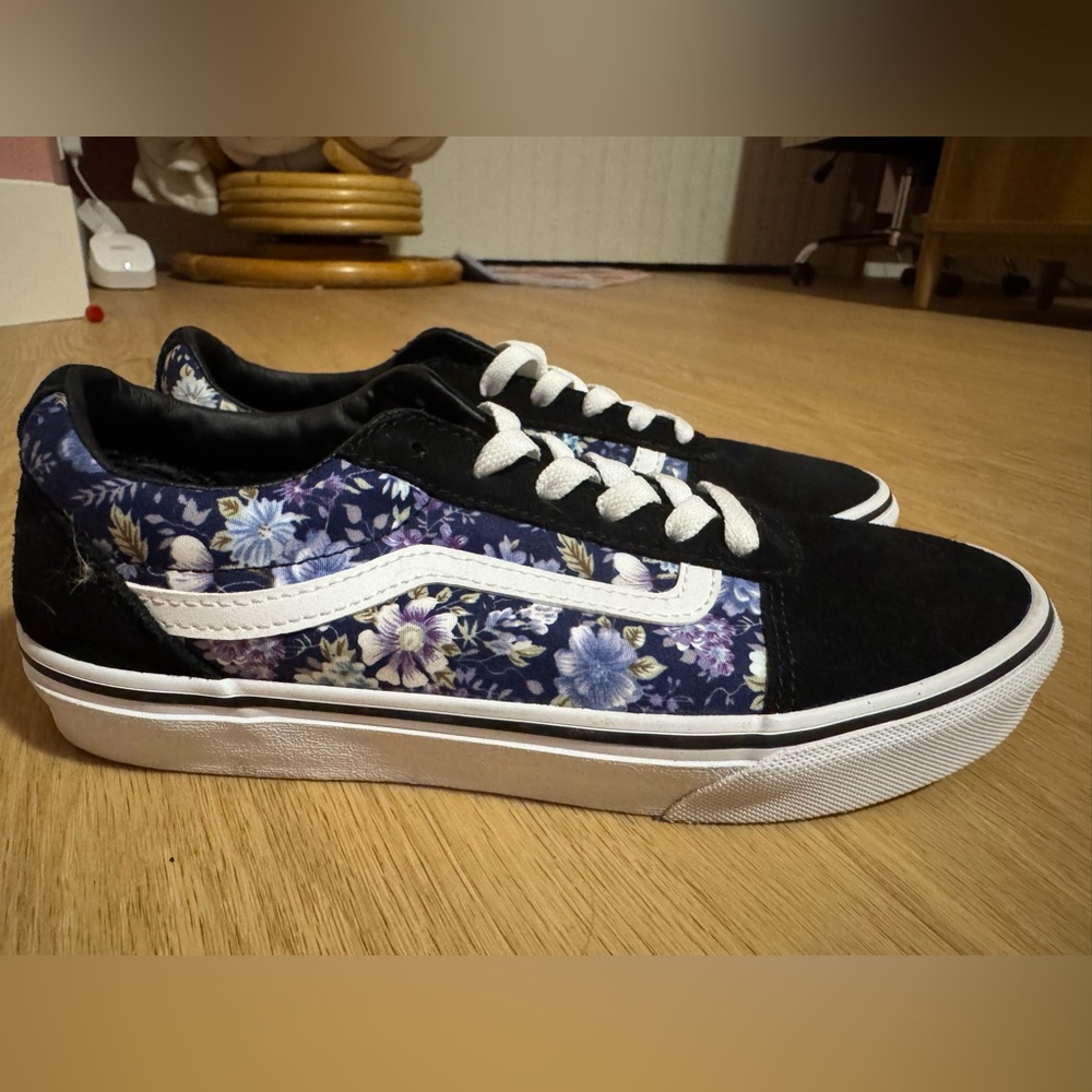Vans Black and Purple Floral Sneakers